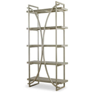 Uttermost Sway Distressed Gray Mango Wood Shelves With Antiqued Metal Framework Etagere