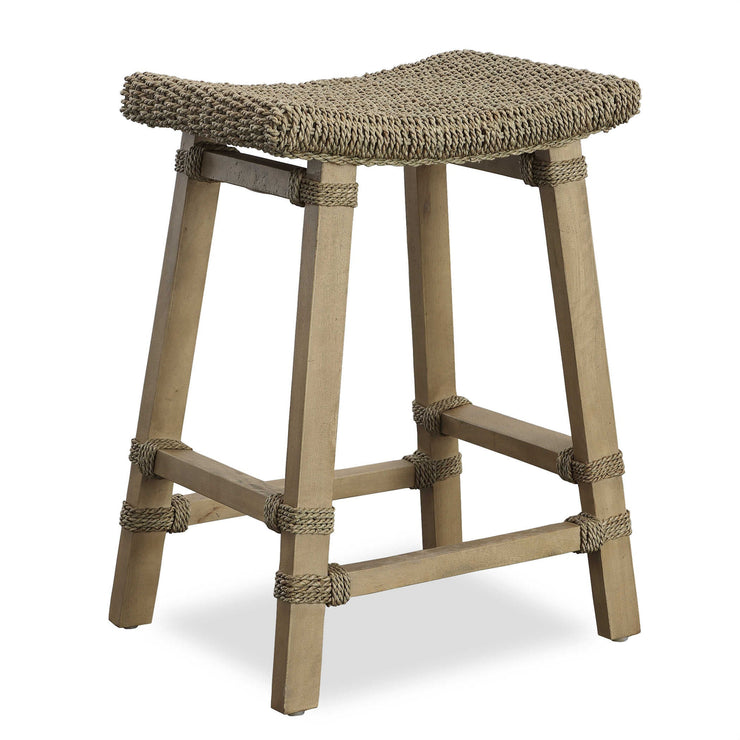 Uttermost Everglades Woven Sea Grass Seat With Mango Wood Kitchen Counter Stool