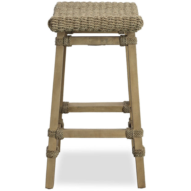Uttermost Everglades Woven Sea Grass Seat With Mango Wood Kitchen Counter Stool
