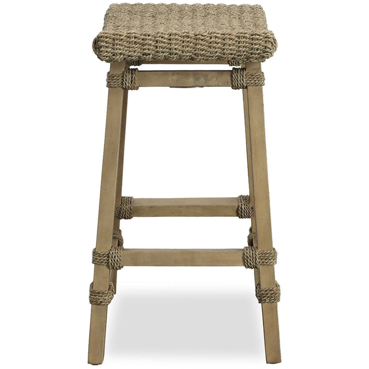 Uttermost Everglades Woven Sea Grass Seat With Mango Wood Kitchen Counter Stool