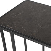 Uttermost Cavern Polished Bluestone Top With Black Iron Base Accent Table