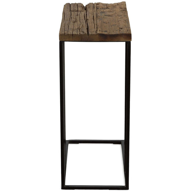 Uttermost Union Reclaimed Wood With Black Iron Base Rustic Modern Accent Table