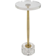 Uttermost Groove Crystal Top and Base With Brushed Gold Drink Table