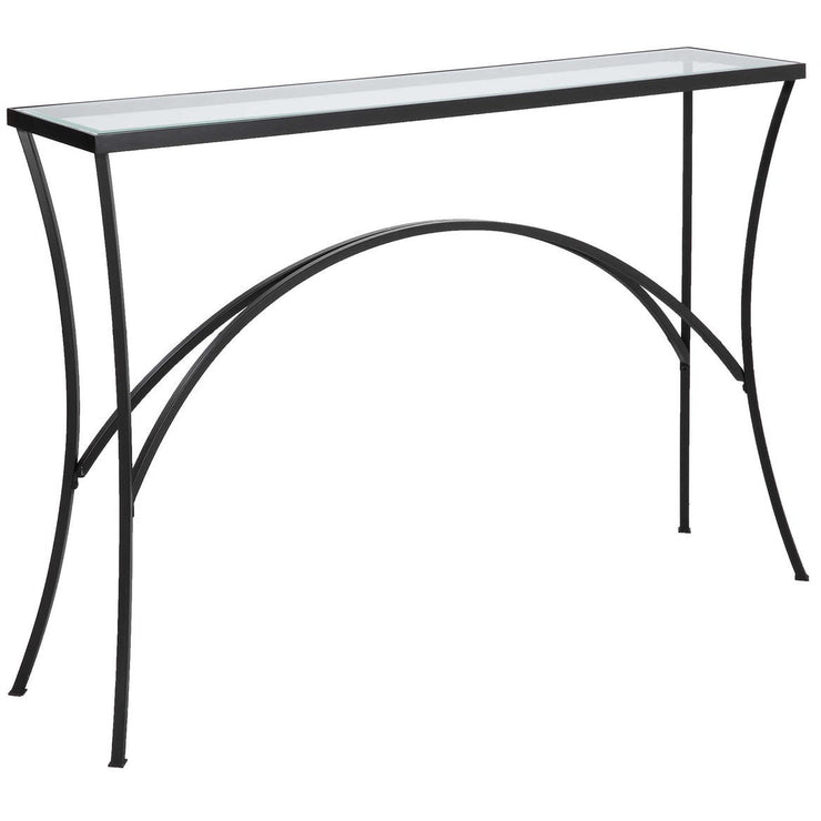 Uttermost Alayna Glass Top With Black Metal Base Console Table