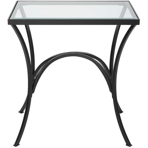 Uttermost Alayna Glass Top With Black Metal Base End Table