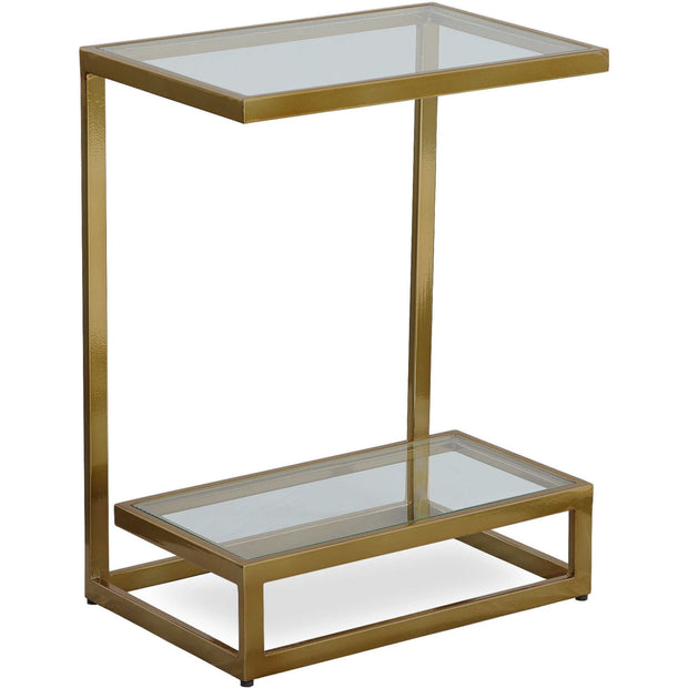 Uttermost Musing Glass Top With Brushed Brass Finished Iron Contemporary Accent Table