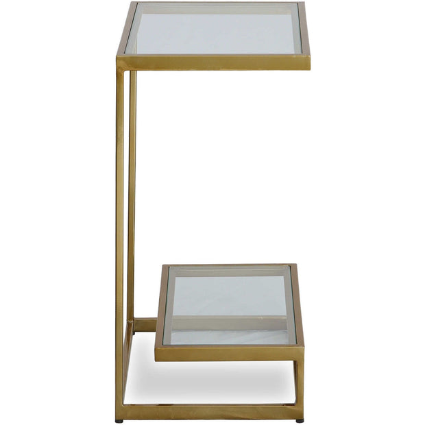 Uttermost Musing Glass Top With Brushed Brass Finished Iron Contemporary Accent Table