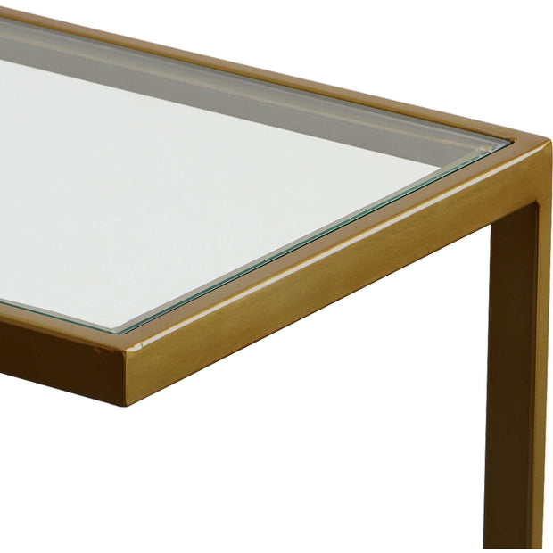 Uttermost Musing Glass Top With Brushed Brass Finished Iron Contemporary Accent Table