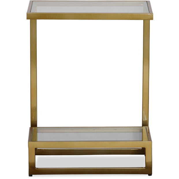 Uttermost Musing Glass Top With Brushed Brass Finished Iron Contemporary Accent Table