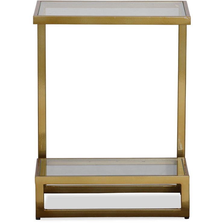 Uttermost Musing Glass Top With Brushed Brass Finished Iron Contemporary Accent Table