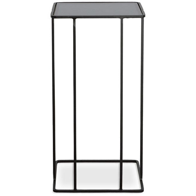 Uttermost Cadmus Smoked Glass Top With Brushed Black Iron Modern Accent Table