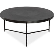Uttermost Trellick Oxidized Black Top With Black Iron Base Modern Coffee Table