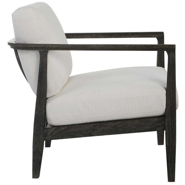 Uttermost Brunei White Fabric Dark Expresso Wood Modern Accent Chair