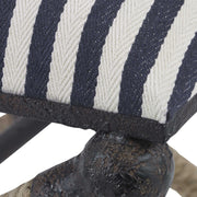 Uttermost Braddock Navy & Cream Stripe Cushion Top Rope Wrapped Rustic Iron Modern Coastal Small Bench