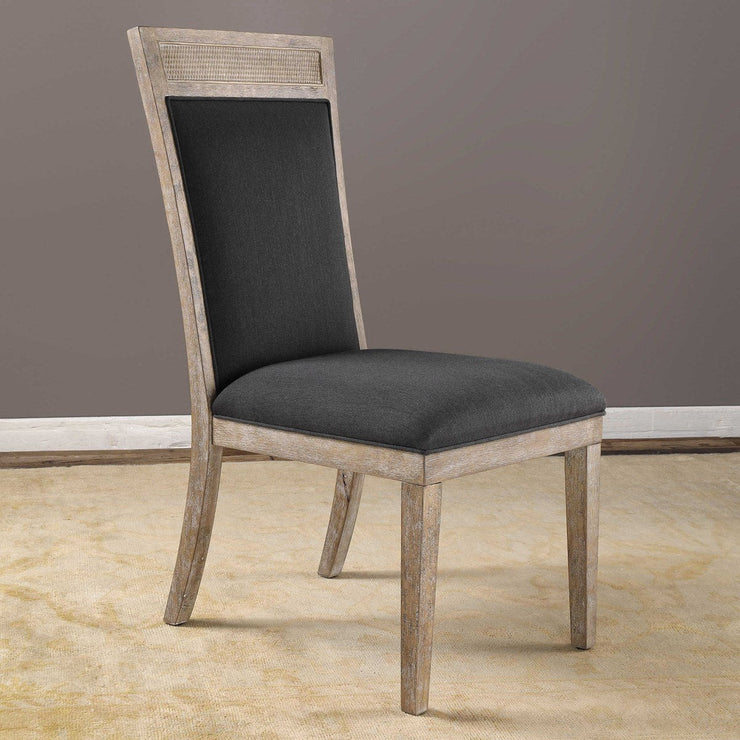 Uttermost Encore Dark Gray Fabric Wood Dining Chair