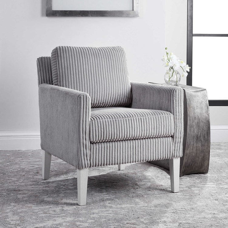 Uttermost Cavalla Fluted Steel Gray Fabric Accent Chair