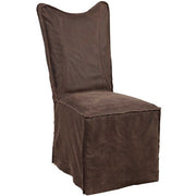 Uttermost Delroy Chocolate Nubuck Leather Slipcover Dining Chairs Set of 2