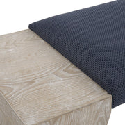 Uttermost Davenport Navy Blue Cushion Top With Fir Wood Modern Coastal Bench