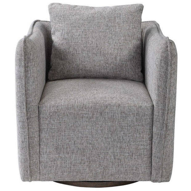 Uttermost Corben Stone Gray Linen Swivel Armchair