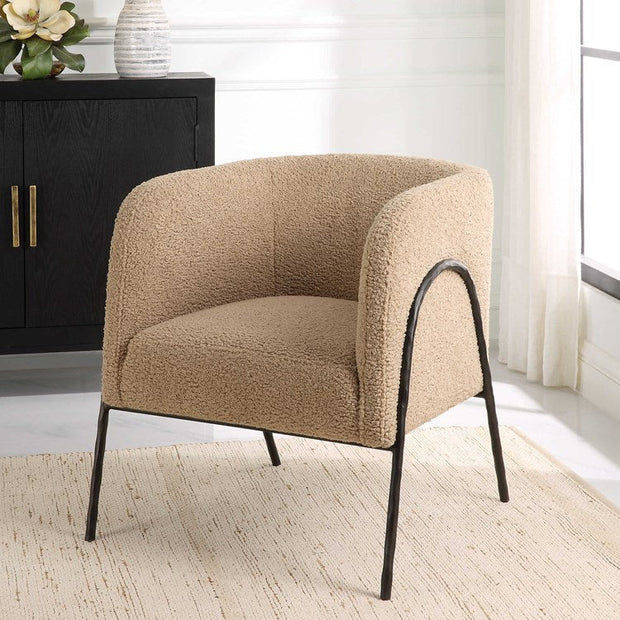 Uttermost Jacobsen Latte Faux Shearling Barrel Accent Chair