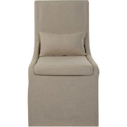Uttermost Coley Tan Linen Performance Fabric Slipcovered Armless Chair With Pillow