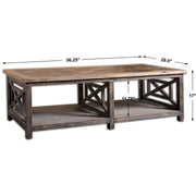 Uttermost Spiro Reclaimed Wood Brushed Black Rustic Coffee Table