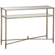 Uttermost Henzler Mirrored Top With Antiqued Gold Iron Console Table