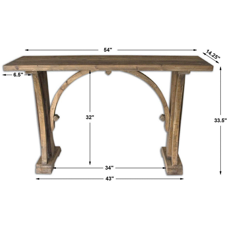 Uttermost Genessis Reclaimed Fir Wood Rustic Modern Console Table