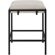 Uttermost Paradox White Fabric Counter Stool With Black Iron Base