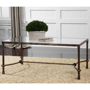 Uttermost Warring Glass Top With Rustic Bronze Iron Base Coffee Table