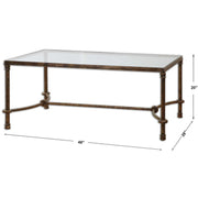 Uttermost Warring Glass Top With Rustic Bronze Iron Base Coffee Table