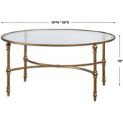 Uttermost Vitya Glass Top With Antiqued Gold Leaf Base Contemporary Coffee Table