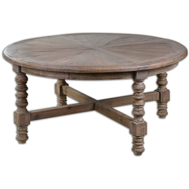 Uttermost Samuelle Reclaimed Wood Rustic Round Coffee Table