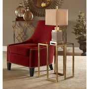 Uttermost Mirrin Glass Too With Antiqued Gold Iron Contemporary Accent Table