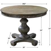 Uttermost Sylvana Gray Wash Natural Pine Rustic 42” Round Dining Table