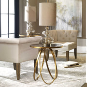 Uttermost Montrez Antiqued Mirror Top With Glazed Gold Leaf Iron Contemporary Side Table
