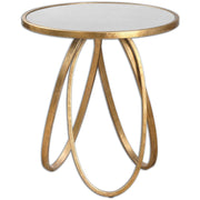 Uttermost Montrez Antiqued Mirror Top With Glazed Gold Leaf Iron Contemporary Side Table