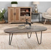 Uttermost Leveni Reclaimed Weathered Gray Wash Wood and Black Iron Rustic Modern Coffee Table