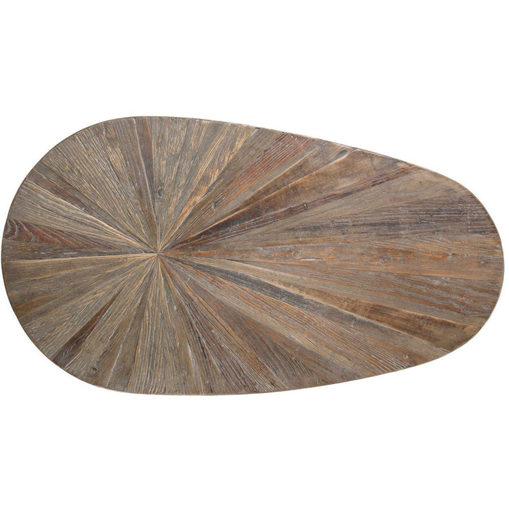 Uttermost Leveni Reclaimed Weathered Gray Wash Wood and Black Iron Rustic Modern Coffee Table