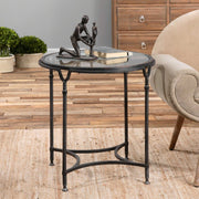 Uttermost Samson Glass Top With Aged Black Steel Base Round Side Table