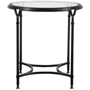 Uttermost Samson Glass Top With Aged Black Steel Base Round Side Table