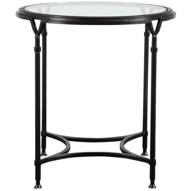 Uttermost Samson Glass Top With Aged Black Steel Base Round Side Table