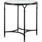 Uttermost Samson Glass Top With Aged Black Steel Base Round Side Table