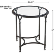 Uttermost Samson Glass Top With Aged Black Steel Base Round Side Table