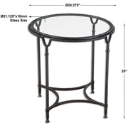 Uttermost Samson Glass Top With Aged Black Steel Base Round Side Table