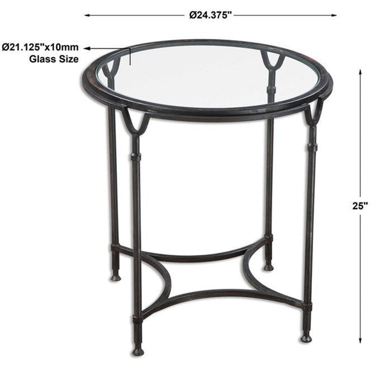 Uttermost Samson Glass Top With Aged Black Steel Base Round Side Table