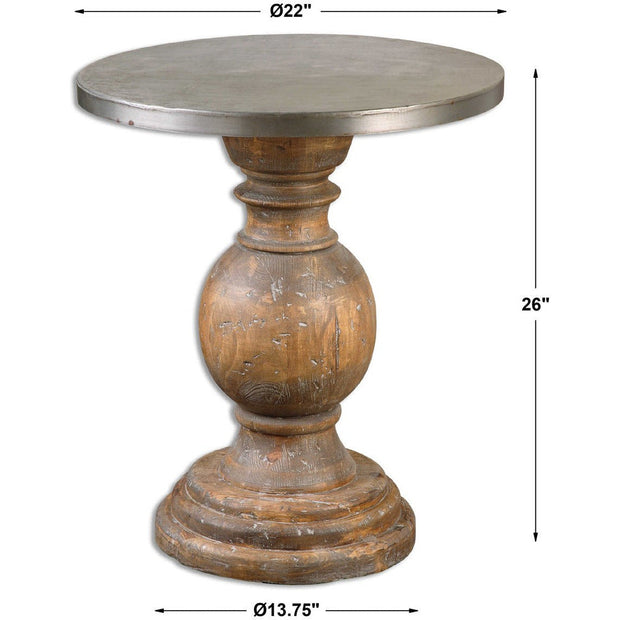 Uttermost Blythe Reclaimed Wood Round Pedestal Side Table