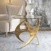 Uttermost Graciano Glass Top With Antiqued Gold Metal Sculptural Accent Table