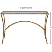 Uttermost Alayna Glass Top With Antiqued Gold Leaf Iron Base Console Table