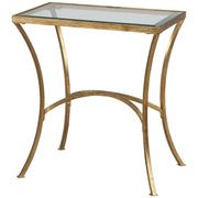 Uttermost Alayna Glass Top With Antiqued Gold Leaf Base End Table